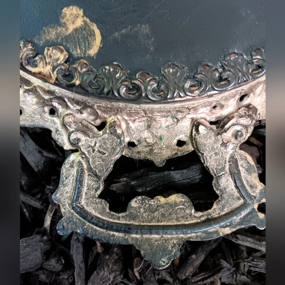 Antique Brass Patinated Vanity Mirror Tray 🪞12